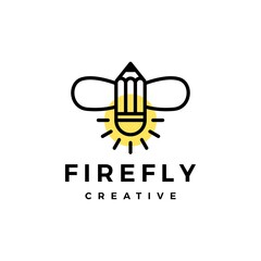 firefly pencil creative logo vector icon illustration
