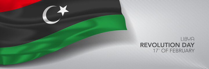 Libya revolution day vector banner, greeting card