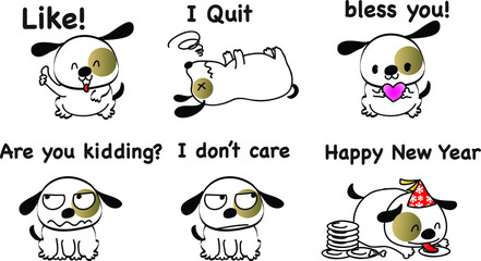 vector cartoon puppy emoji set