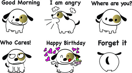 vector cartoon puppy emoji set