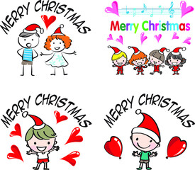 vector cartoon merry christmas card emoji set