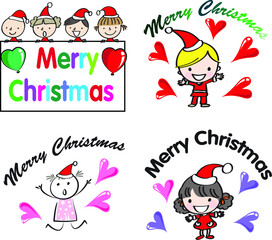 vector cartoon merry christmas card emoji set