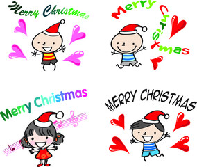 vector cartoon merry christmas card emoji set
