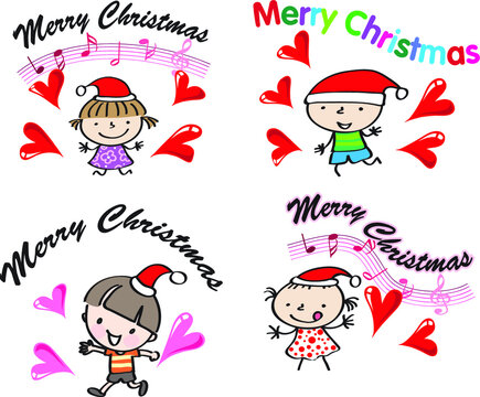 vector cartoon merry christmas card emoji set