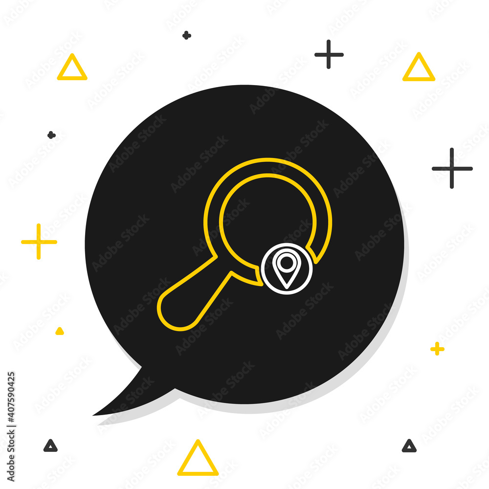 Poster line search location icon isolated on white background. magnifying glass with pointer sign. colorful