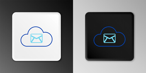 Line Cloud mail server icon isolated on grey background. Cloud server hosting for email. Online message service. Mailbox sign. Colorful outline concept. Vector.