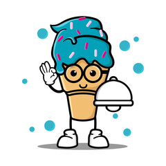cute ice cream cartoon mascot character