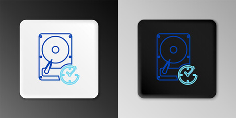 Line Hard disk drive with clockwise sign, data recovery icon isolated on grey background. Colorful outline concept. Vector.