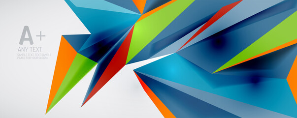 Vector triangle geometric backgrounds. Low poly 3d shape on light backdrop. Vector illustration for covers, banners, flyers and posters and other designs