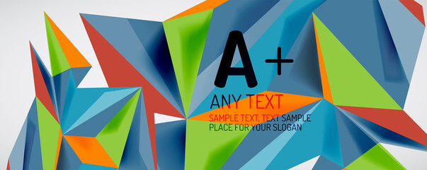 Vector triangle geometric backgrounds. Low poly 3d shape on light backdrop. Vector illustration for covers, banners, flyers and posters and other designs