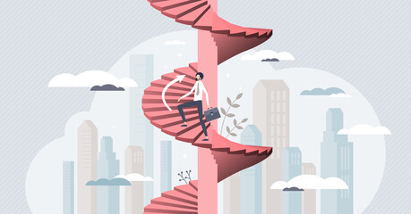 Career growth and job promotion as work achievement tiny persons concept