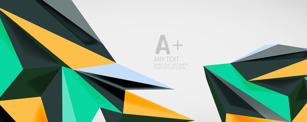 Vector triangle geometric backgrounds. Low poly 3d shape on light backdrop. Vector illustration for covers, banners, flyers and posters and other designs