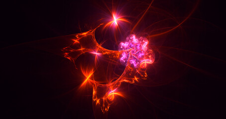 3D rendering abstract multicolor fractal light background