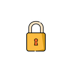 lock and key isolate icon on white background. Vector illustration in flat cartoon design. 
