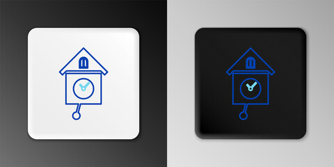 Line Retro wall watch icon isolated on grey background. Cuckoo clock sign. Antique pendulum clock. Colorful outline concept. Vector.