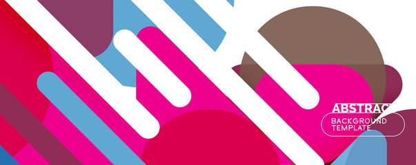 Flat geometric round shapes and dynamic lines, abstract background. Vector illustration for placards, brochures, posters and banners