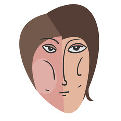 Beauty young female face. Abstract portrait, geometric shapes