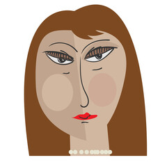 Beauty young female face. Abstract portrait, geometric shapes