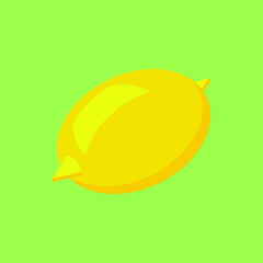 Beautiful yellow lemon on a green background, vector illustration