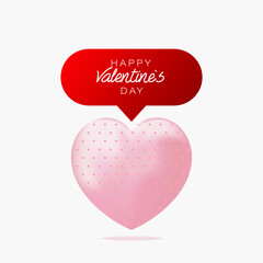 Card or Flyer Valentine realistic pink heart Like counter, comment follower and notification symbol