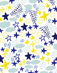 Fototapeta premium ドローイングの星空のベクターイラスト背景素材