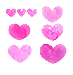 Set pink hearts on white background. Happy Valentines Day