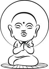 vector cartoon drawing buddha
