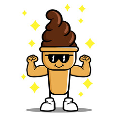 cute ice cream cartoon mascot character