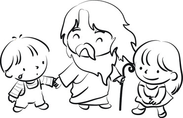 vector drawing cartoon Jesus Christ with love