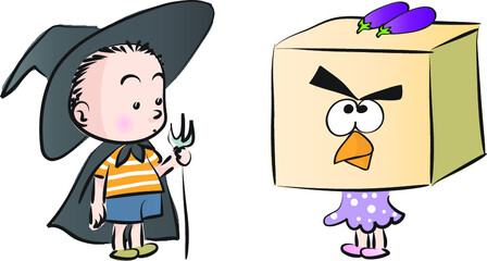 vector drawing cartoon happy halloween comic fun