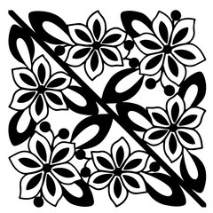 A fragment of vector graphics for creating patterns. Close-up of a contour drawing on a white background.