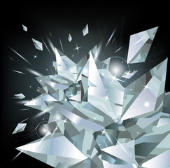 White crystals on black background. Vector abstract pattern. 