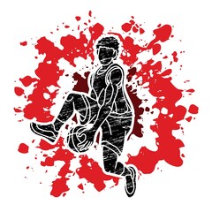 Basketball Male Player Action Graphic Vector