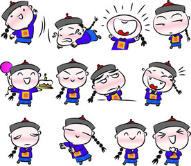 vector cartoon zombie emoji set