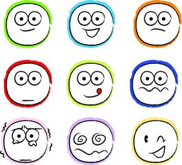 vector cartoon face emoji set