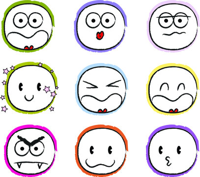 vector cartoon face emoji set