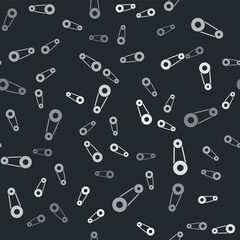 Grey Timing belt kit icon isolated seamless pattern on black background. Vector.