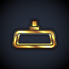 Gold Car mirror icon isolated on black background. Vector.