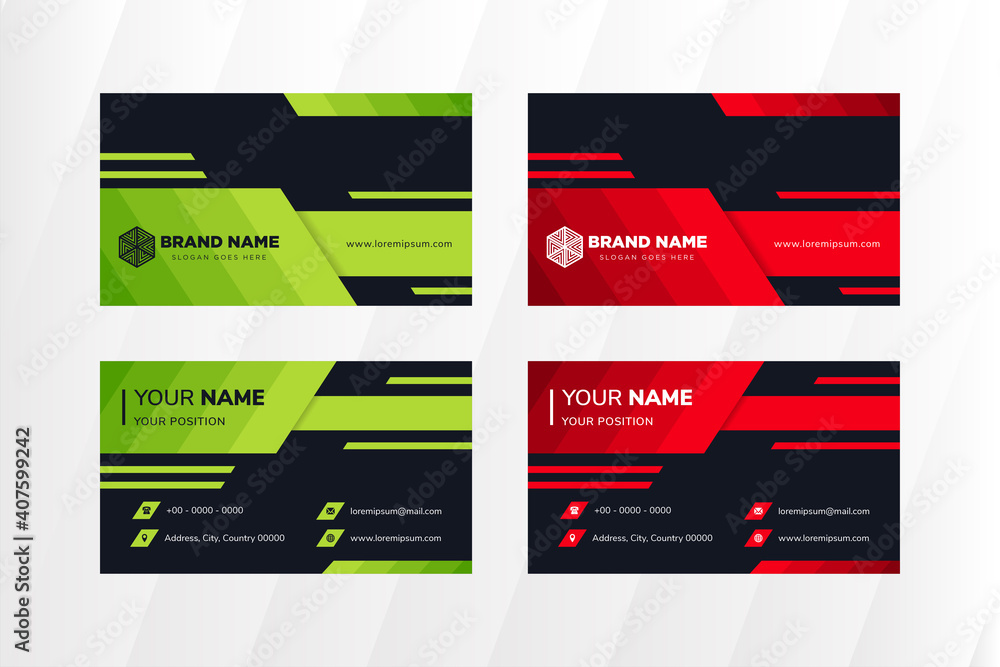 Poster set of creative and clean business card template design with bright mosaic colors element. the eleme