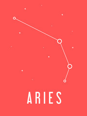 Aries Zodiac Constellation signs color vector illustration. Zodiac horoscope astrology constellation, isolated linear symbols. Vector illustration zodiac in simple cartoon style.