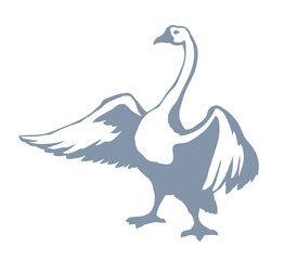Goose in flight. Vector drawing