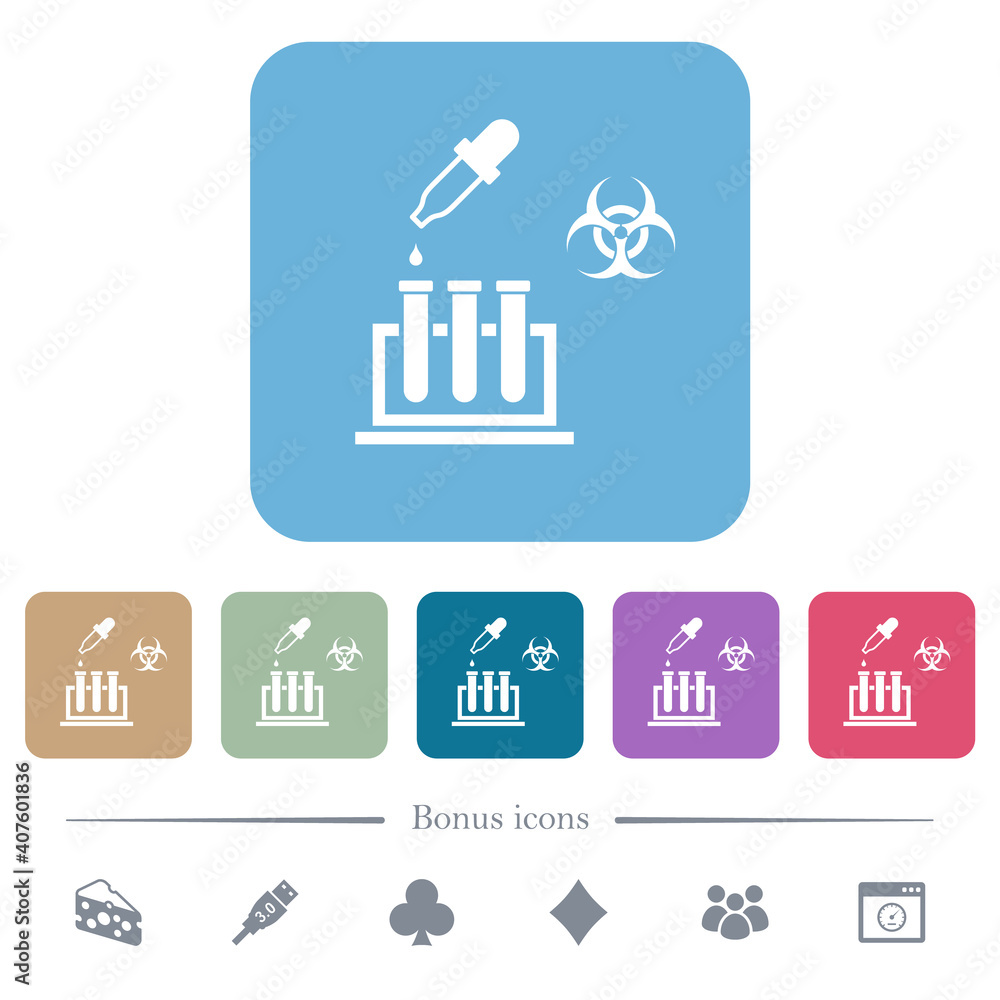 Aufkleber biological experiment flat icons on color rounded square backgrounds