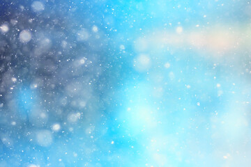 abstract blue background snow snowflakes, new year, glow design