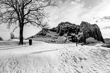 Rock organ pipes in winter time