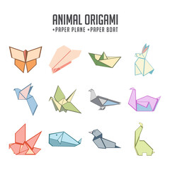 Animal Origami Set with Paper Plane and Paper Boat