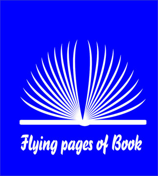 flying pages of book with blue background