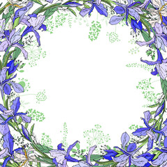 Round wreath with different floral elements for festive and season design