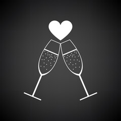 Champagne Glass With Heart Icon