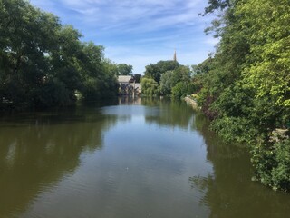  street, city, architecture, europe, lake, river