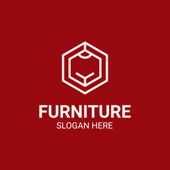 Modern Unique Furniture and Household with Sofa or Chair Icon Logo Vector Design Template Isolated.